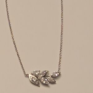 Nadri Elegant Silver Leaf Necklace